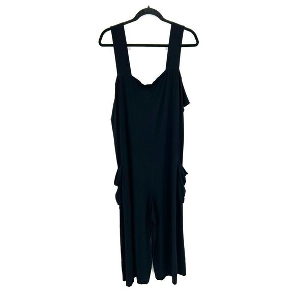 EILEEN FISHER Black Viscose Spandex Lightweight Stretch Cropped Jumpsuit Size XL - Picture 1 of 7